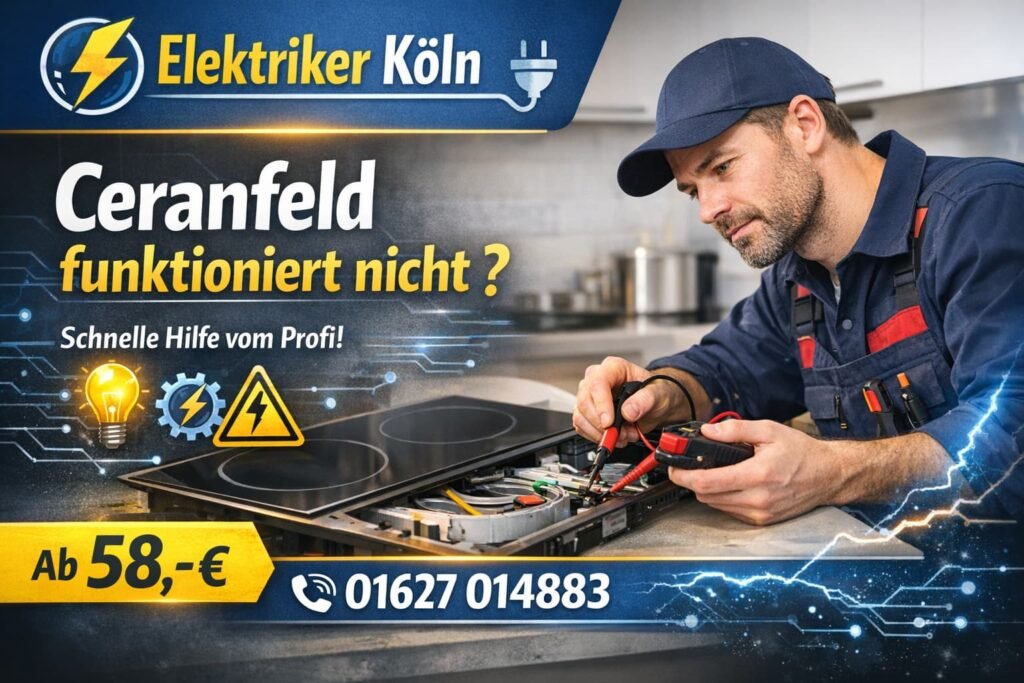 Elektriker Köln repariert Ceranfeld funktioniert nicht – schneller Elektro-Service ab 58€