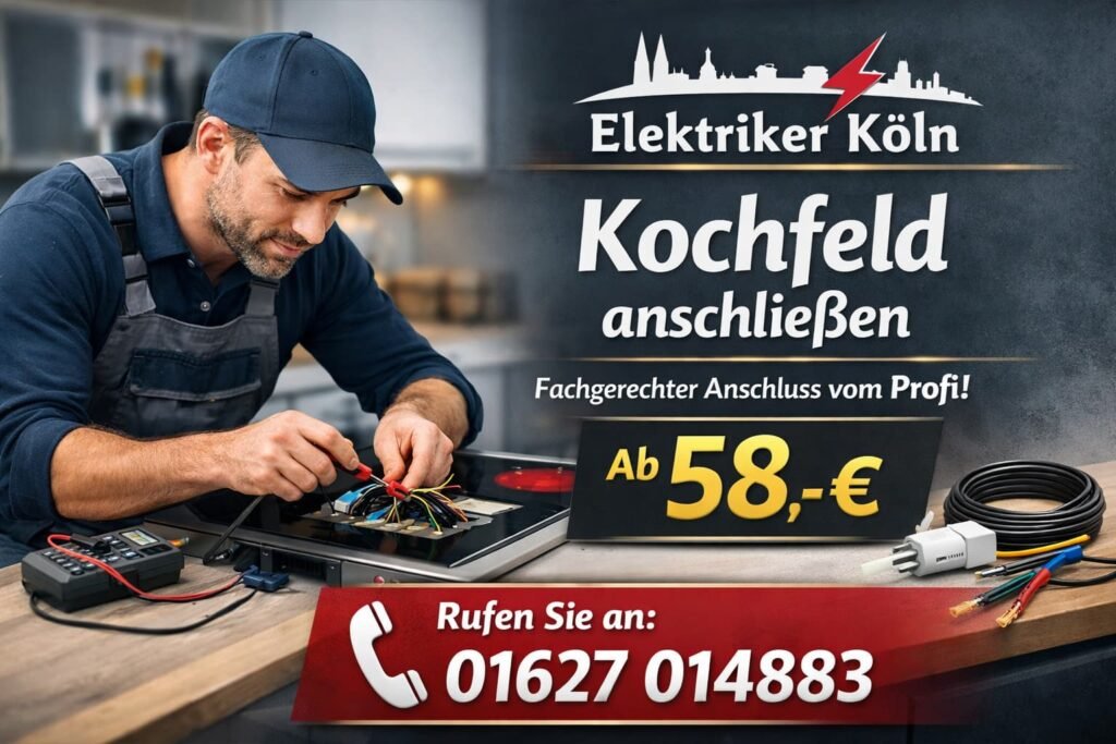 Elektriker Köln installiert Kochfeld professionell – Herdanschluss Service ab 58€