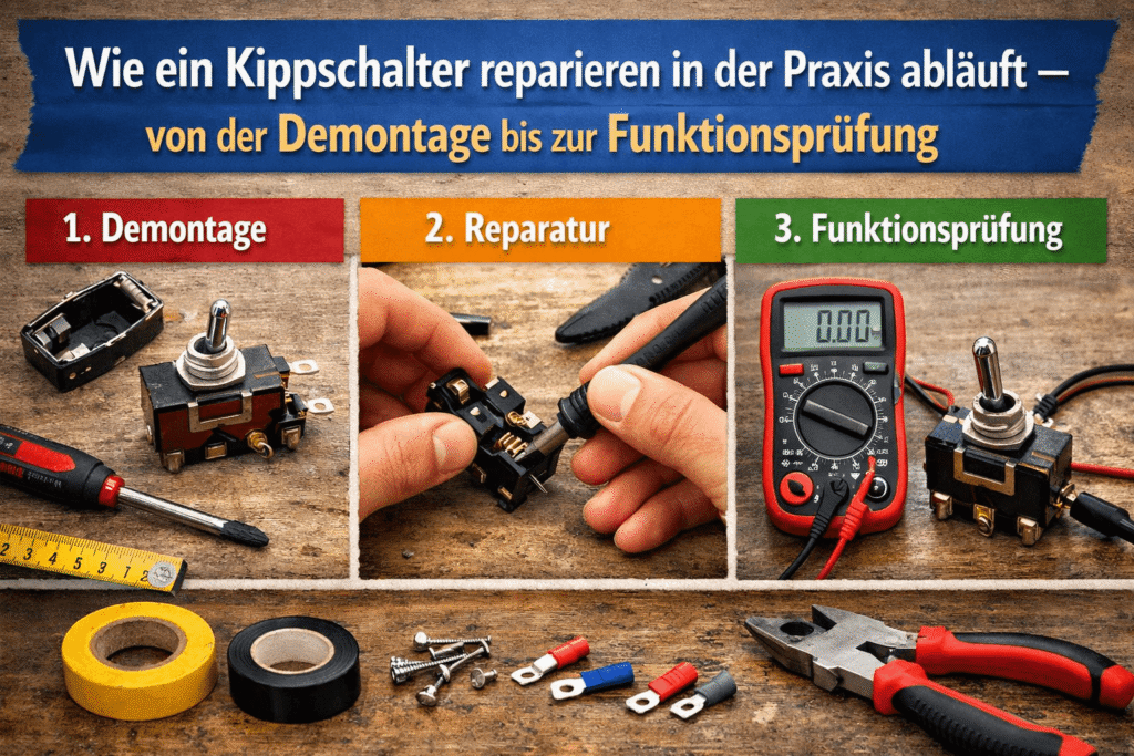 Reparatur eines Kippschalters Schritteim