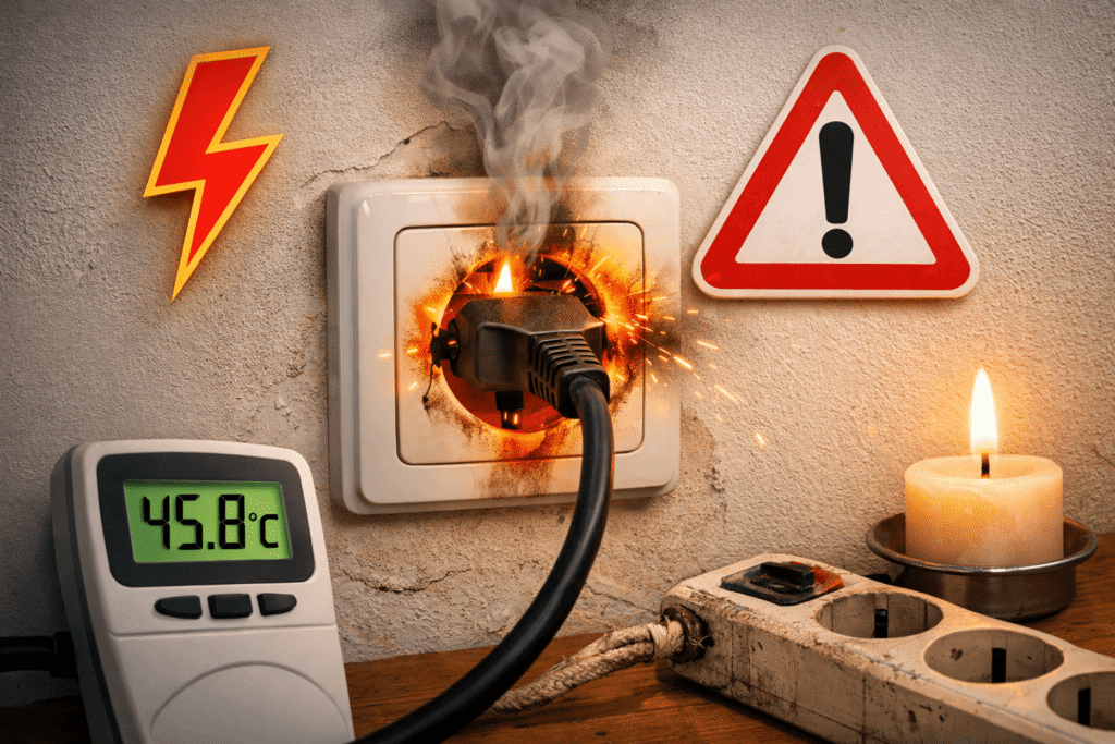 Heiße Steckdose mit Funken und Rauch !!