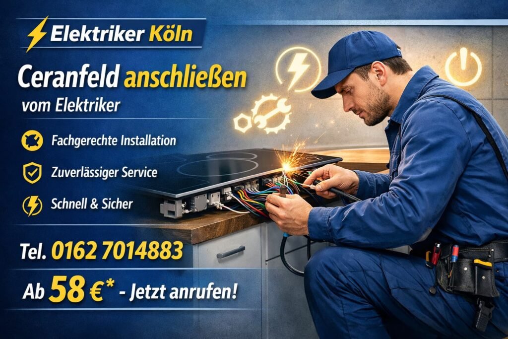Elektriker schließt ein Ceranfeld an – Service in Köln, ab 58 €