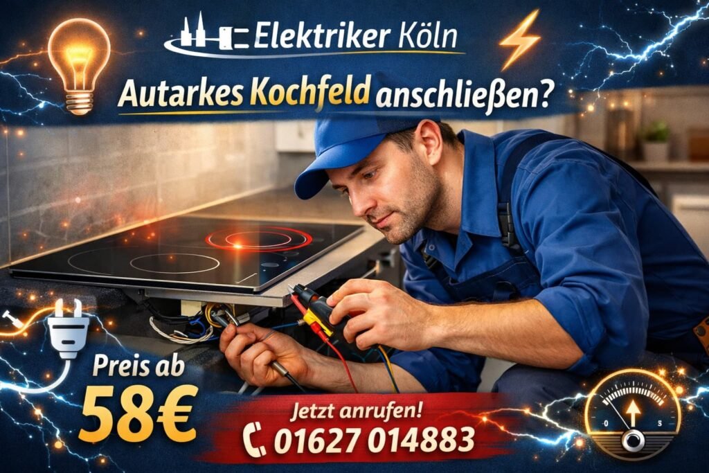 Elektriker Köln schließt autarkes Kochfeld an – Service ab 58€