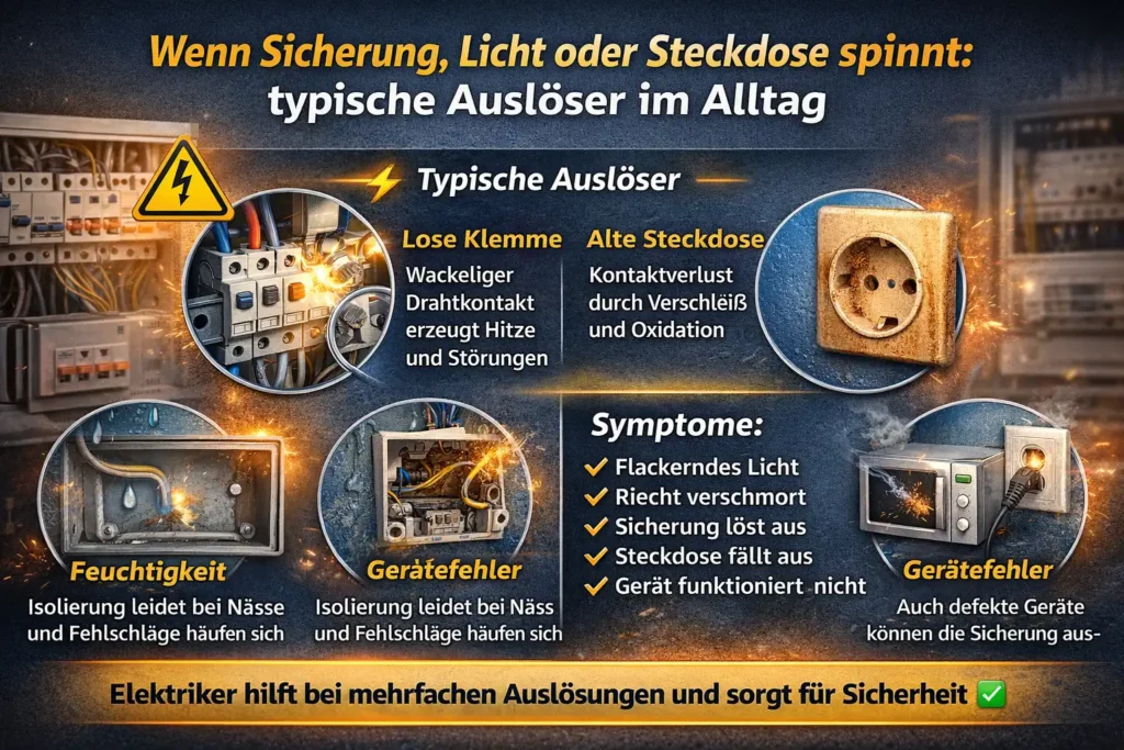 Wenn Sicherung, Licht oder Steckdose spinnt: typische Auslöser im Alltag